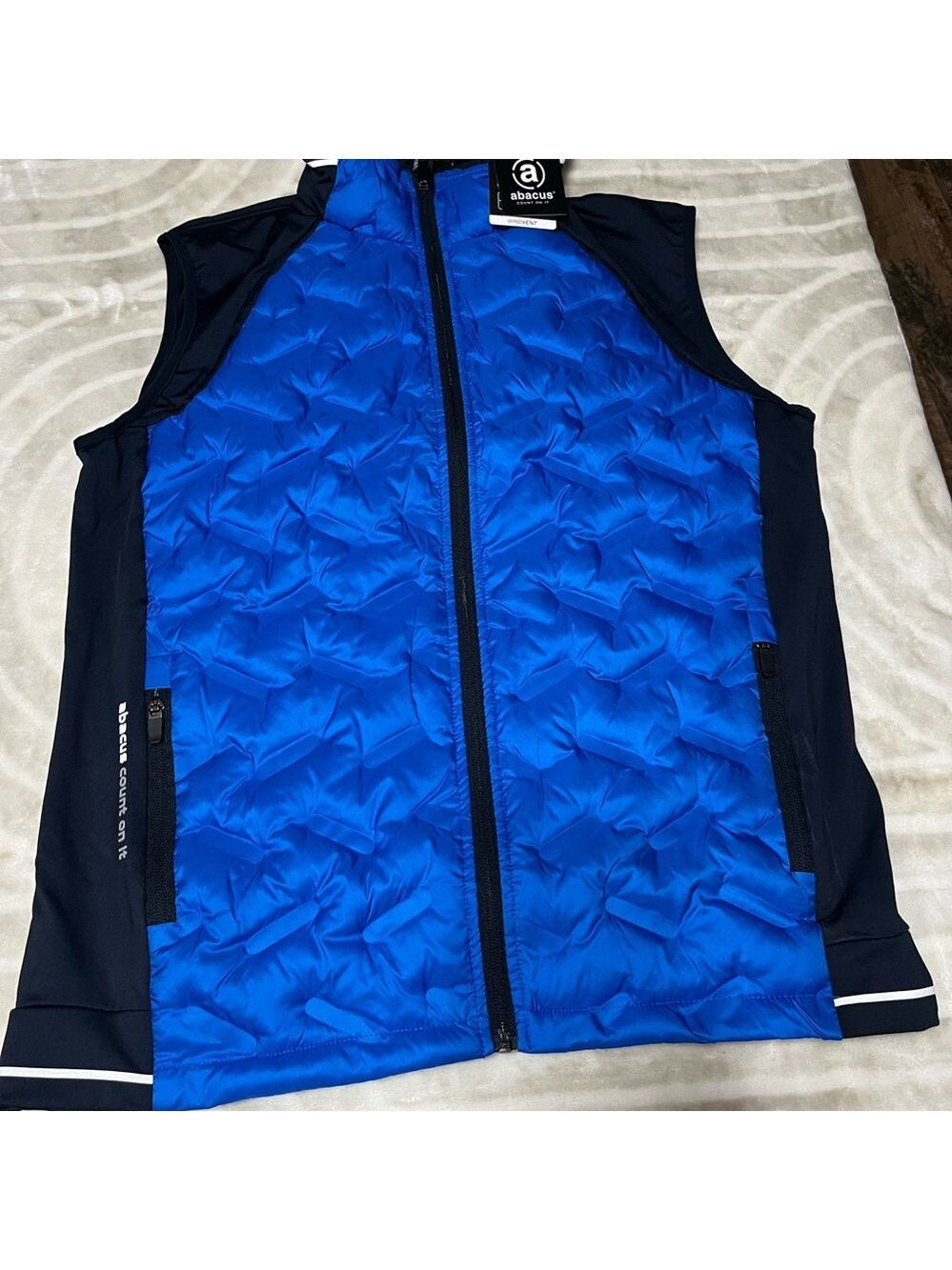 Abacus Grove Hybrid Vest Golf Quilted Full Zip Blue Black Men Size Medium